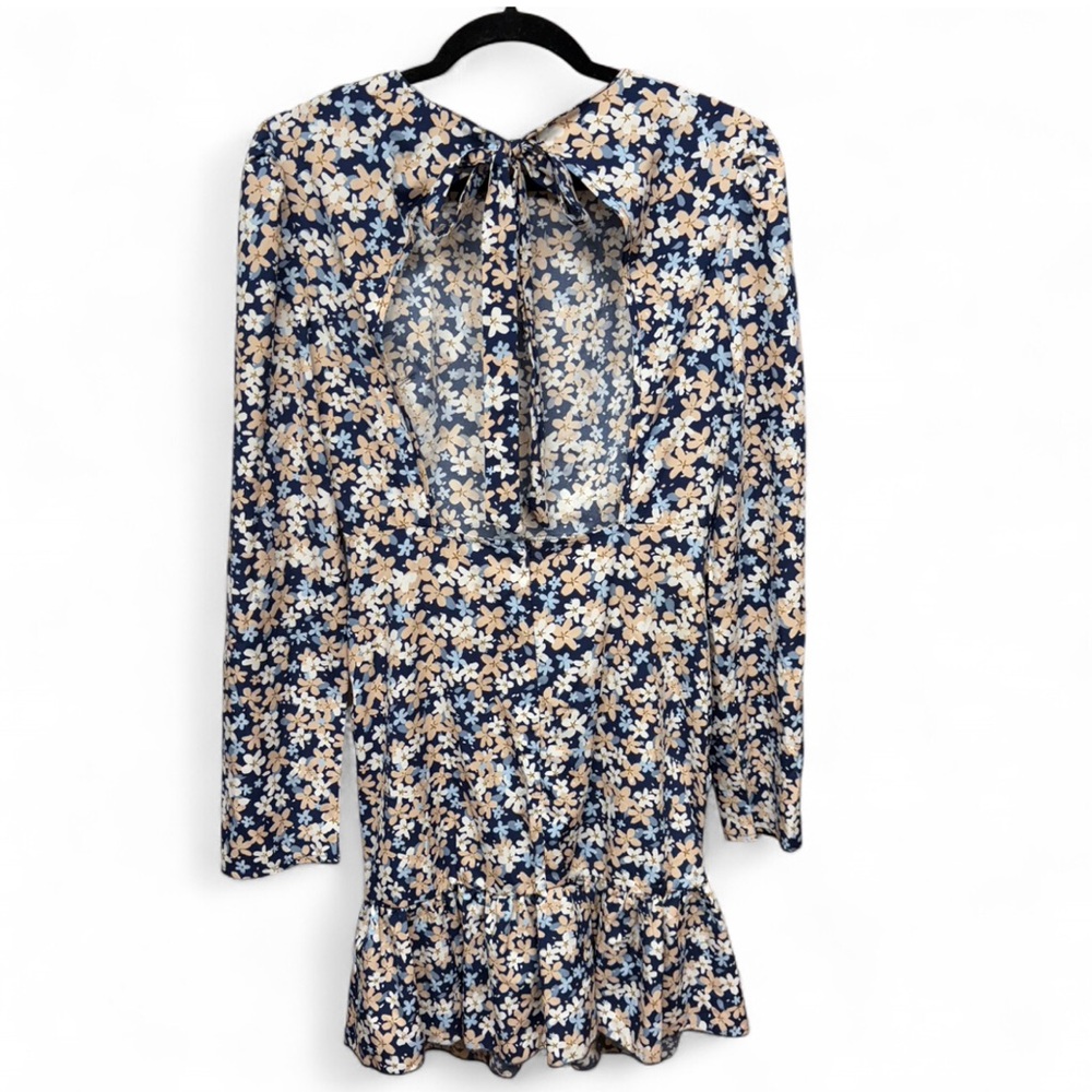 SHEIN Navy and Cream Floral Long Sleeve Dress - Picture 5 of 7